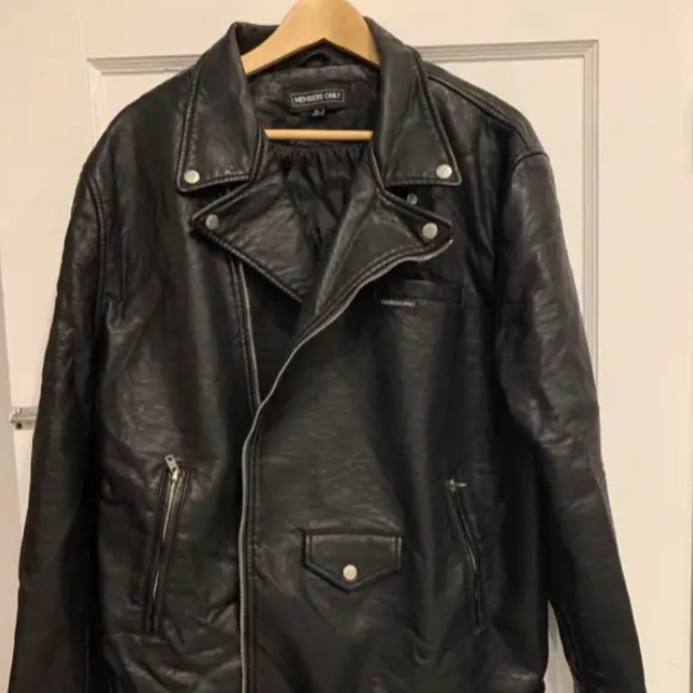 Black Vegan Leather Members Only Men's Moto Jacket